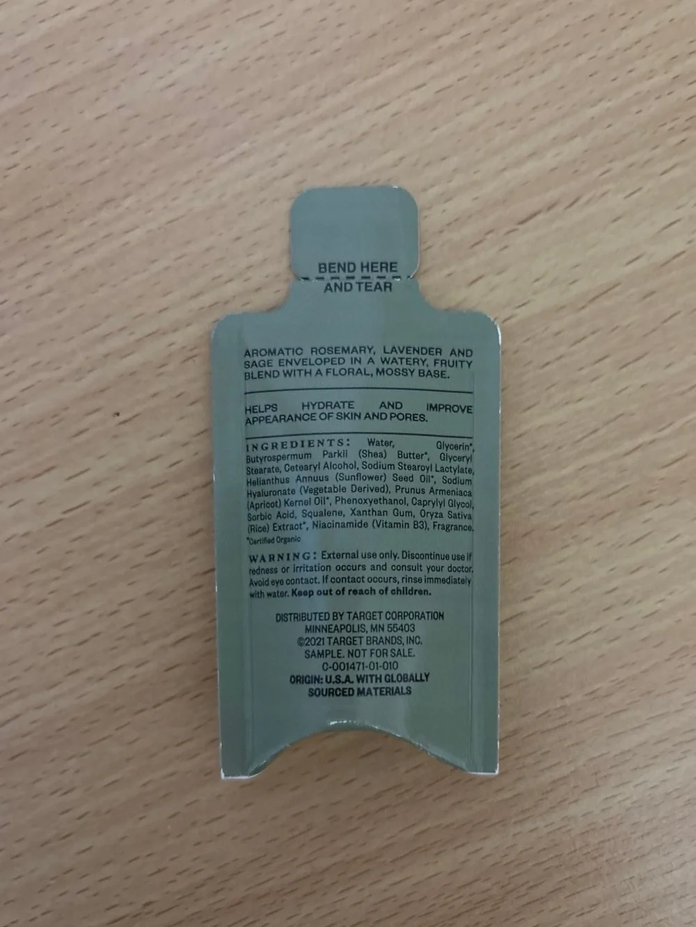 Goodfellow & Co Face Lotion Sample